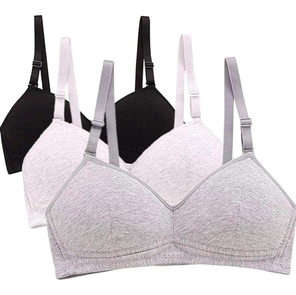 3 MANJIAMEI Women Teen Girls Thin Cotton Breathable Sports Bra Wire Free Push up